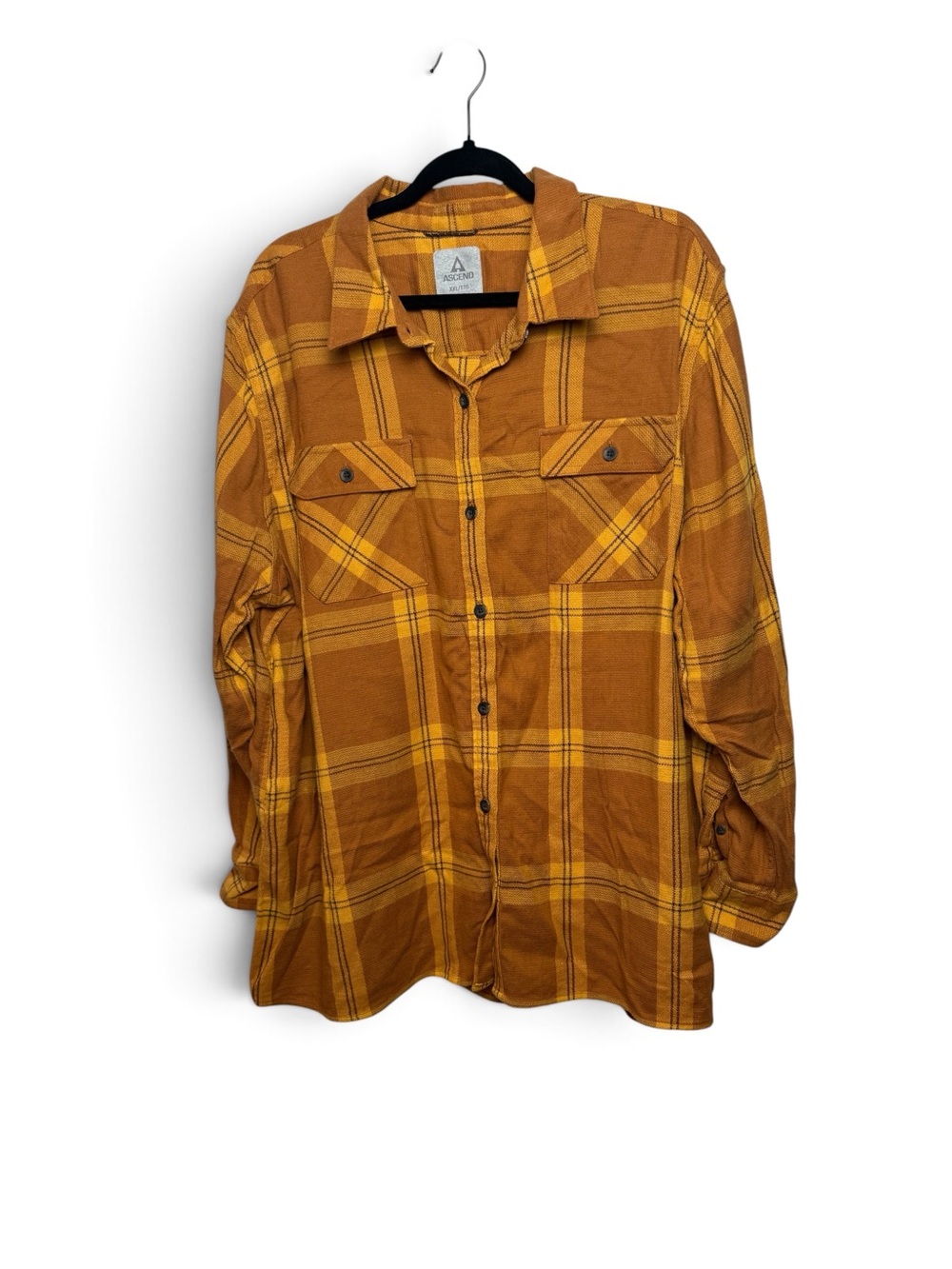 Ascend Women XXL Copper Rust Brown Plaid Flannel Shirt